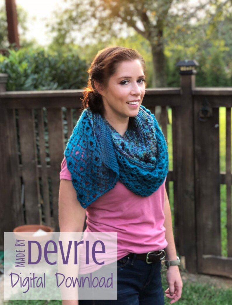 Knit Shawl Pattern, Knit shawl wrap, Shawl Pattern, Scarf Pattern, Lace Shawl, Wrap Pattern, Knitting pattern, Cresent Shawl, Fall Shawl image 5