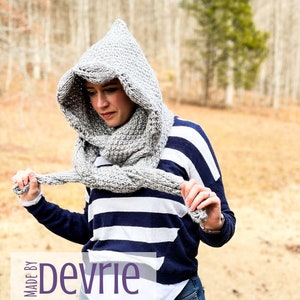 Chunky Knit Hooded Scarf, Easy Knitted Scarf, Beginner Knitting Pattern, Chunky Scarf, Chunky Knit Hood