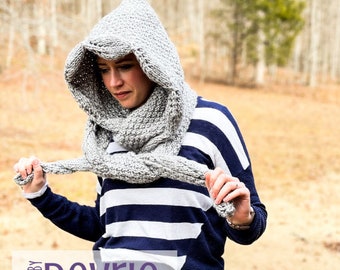 Chunky Knit Hooded Scarf Pattern, Beginner Friendly (PDF Pattern)