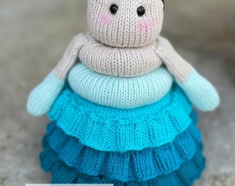 Knitted Princess Stacking Toy Pattern, Knit Doll (Digital Download)