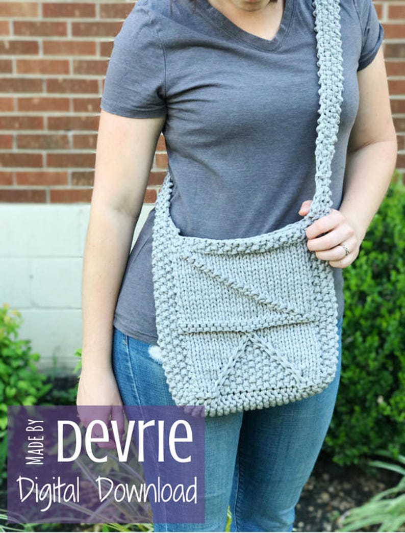 Knit Purse Pattern, Chunky T-Shirt Yarn Bag (Digital Download) image 3