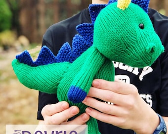 Knit Dinosaur Toy Pattern, Spike the Dinosaur, Arumigumi (Digital Download)