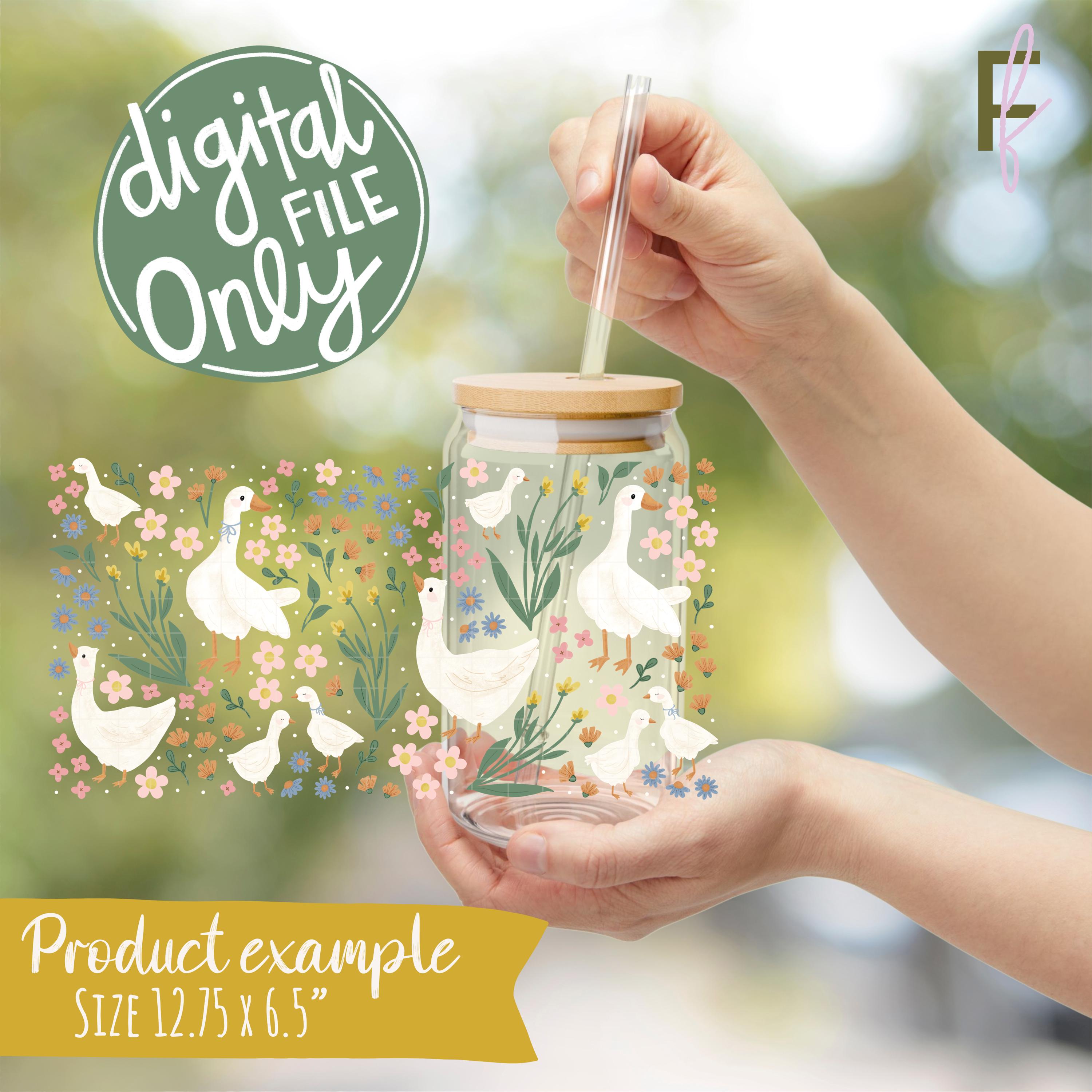 Spring Goose Digital File Glass Can Wrap 300 DPI PNG UVDTF Sublimation ...