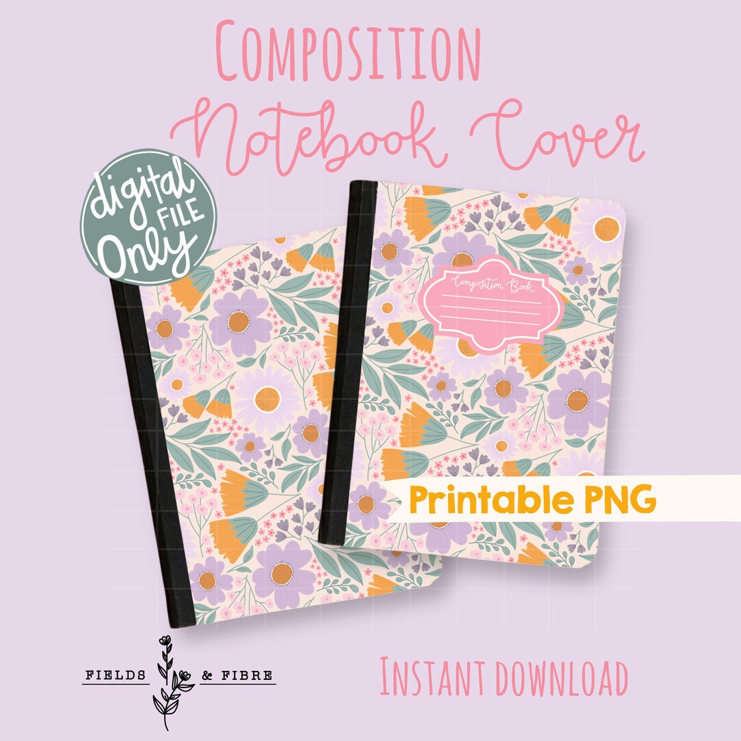 Printable Composition Notebook Cover PNG Ditsy Floral Personal Notebook ...