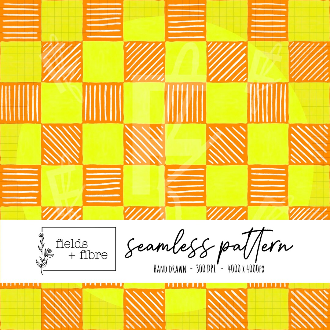 Swim Safe Neon Check Seamless Pattern Hand Drawn Swim Stripe Safe ...