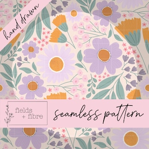 Lente ditsy naadloze bloemmotief handgetekende schattig botanische digitale papierdownload sublimatie stof oppervlak grillige pastel print