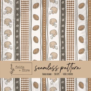 Striped Football Seamless Pattern Hand Drawn Helmet Digital Paper Download Sublimation Vintage Fabric Surface Sports Fan Stripes Design File