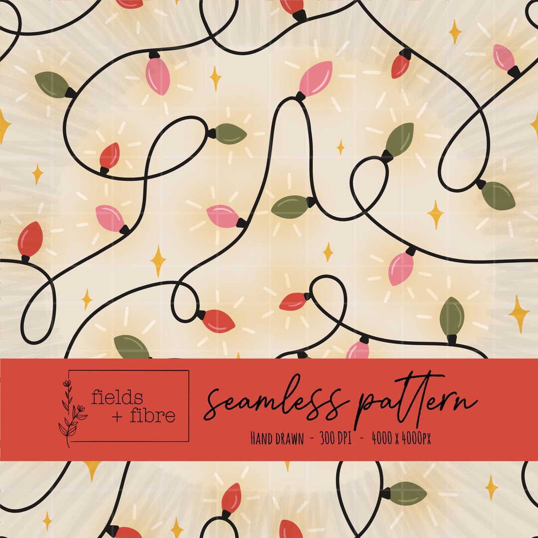 Christmas Lights Seamless Pattern Hand Drawn Winter Digital Paper ...