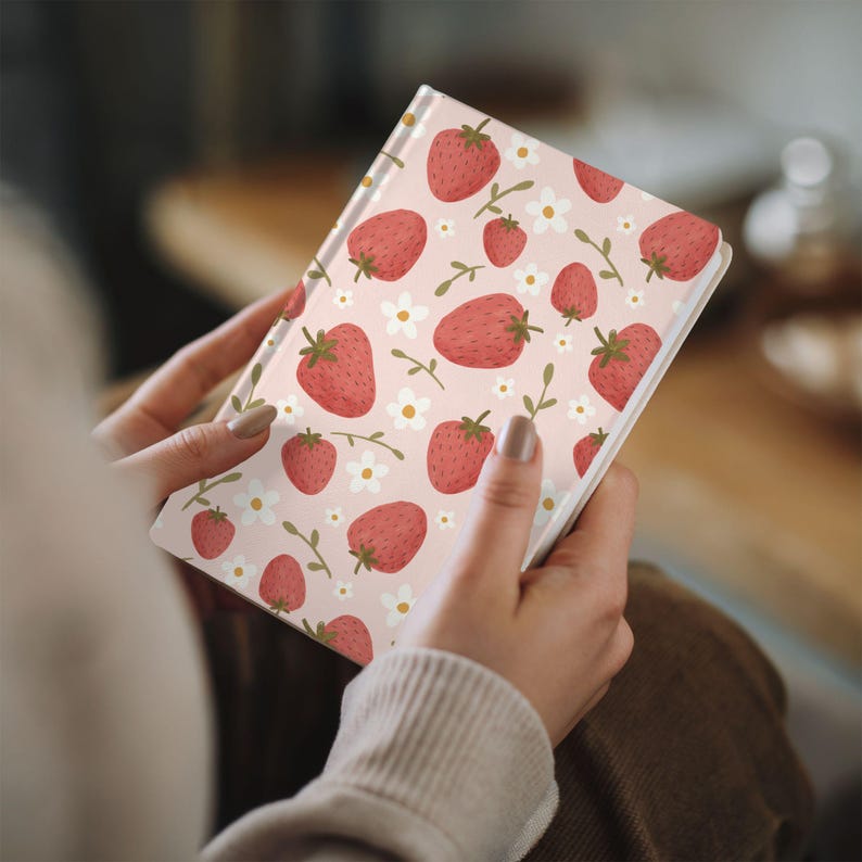 Strawberry Fields Floral Journal Matte Hardcover Notebook Strawberries Stationery Gift Writing Diary Cute Flower Notepad Gardening Planner image 2