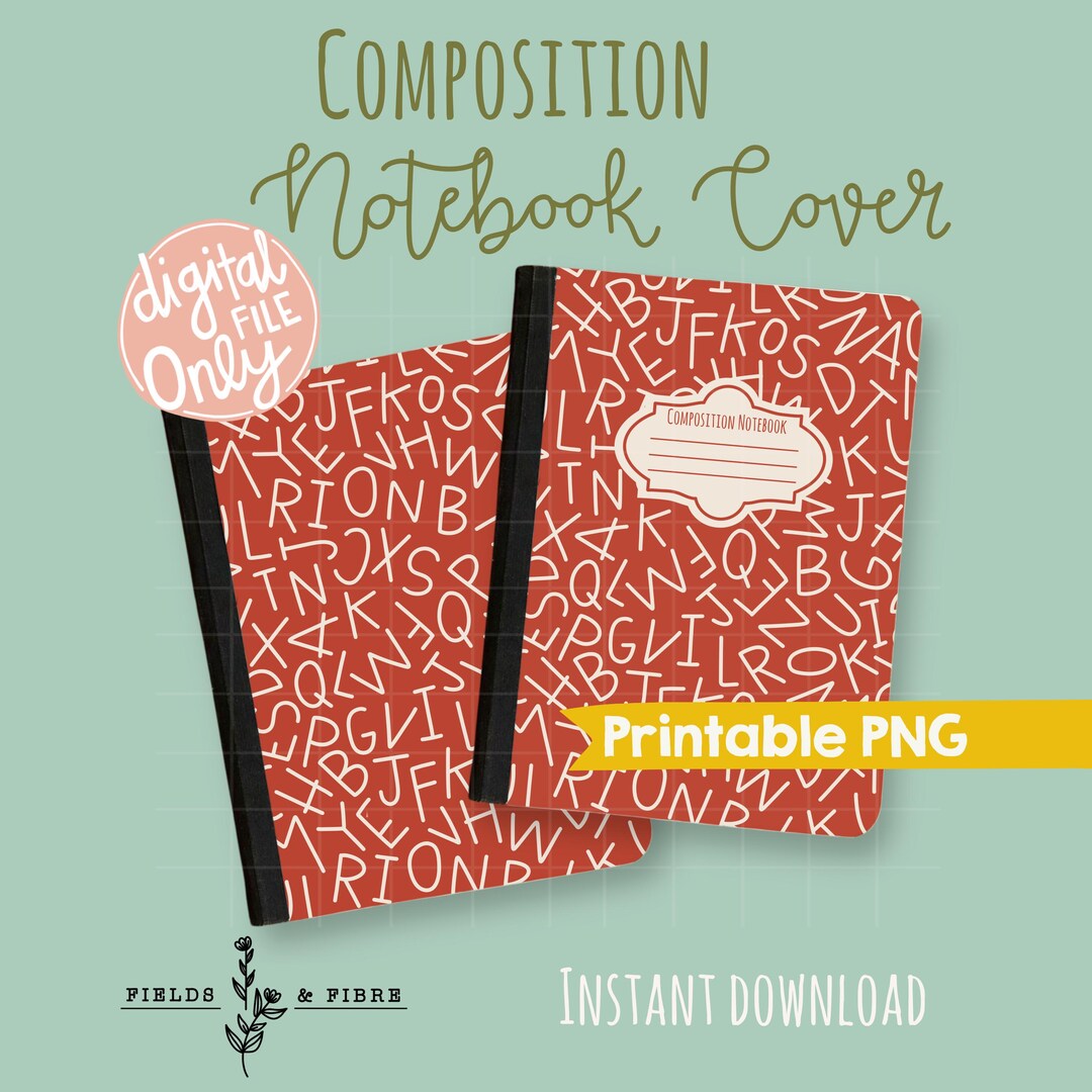 Printable Composition Notebook Cover PNG Alphabet Soup Personal ...