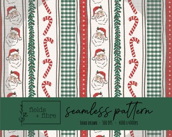 Gestreepte naadloze kerstpatroon handgetekende snoepgoed digitaal papier downloaden sublimatie stof oppervlak Vintage kerstman streep chequebestand