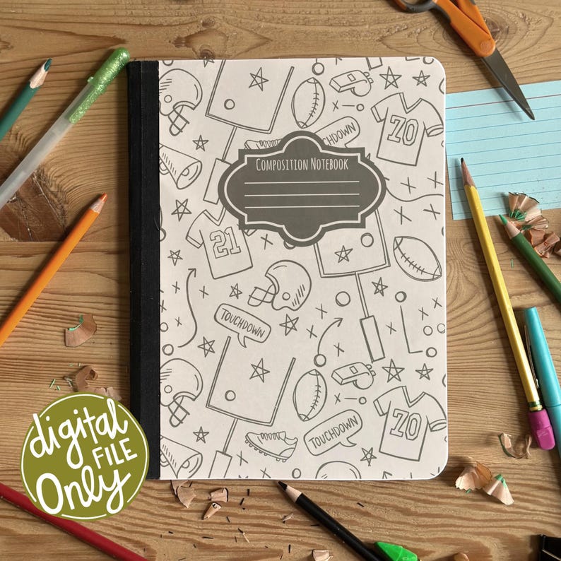 Printable Composition Notebook Cover PNG Football Personal Notebook ...