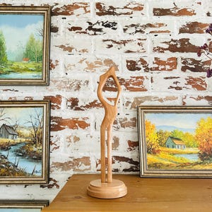signed vintage wooden sculpture MCM