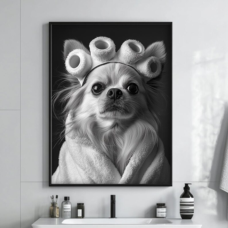 Pet Bathroom Art Wall Decor,Funny Dog Bathroom Print Poster,Custom Pet Portraits,Dog In Toilet,Pet in Bathtub,Personalized Pet Dog Mom Gift image 5
