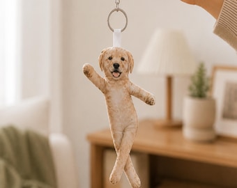 Custom Pet Portrait Keychain, Handmade Felt Animal Doll, Personalized Dog Cat Bag Charm, Memorial Pet Gift from Photo