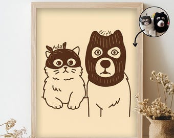 Custom Badly Drawn Pet Portrait, Digital Printable Dog Portrait Wall Art, Dog Lover Gift, Personalized Dog Portrait, Unique Pet Poster