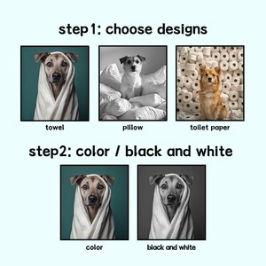 Custom Pet Portrait Photo,Funny Bathroom Art,Dog Reading Newspaper on Toilet,Dog Wall Art,Dog in Toilet,Pet in Bathtub,Personalized pet gift image 8