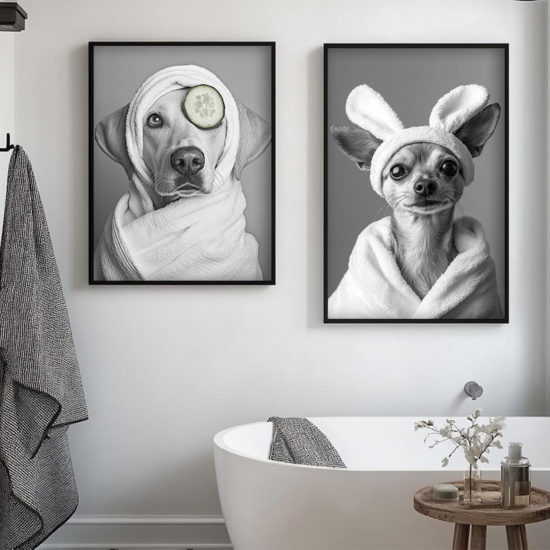 Pet Bathroom Art Wall Decor,Funny Dog Bathroom Print Poster,Custom Pet Portraits,Dog In Toilet,Pet in Bathtub,Personalized Pet Dog Mom Gift image 9