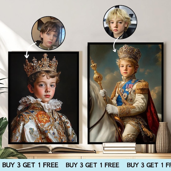 Custom Kids Royal Portrait from Photo, Renaissance Portrait, Custom Kids Child Queen Portrait, Royal Portrait, Historical Kids Portrait