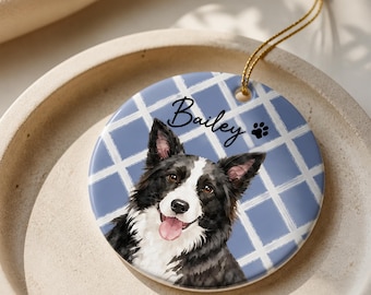 Custom Ceramic Pet Ornament, Personalized Dog Cat Photo Hanging Decor, Pet Name Keepsake, Year Round Decoration, Christmas Gift
