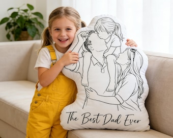 Custom Line Art Pillow Personalized Family Outline Cushion Minimalist Home Decor Gift