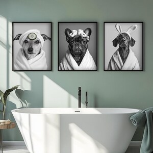 Pet Bathroom Art Wall Decor,Funny Dog Bathroom Print Poster,Custom Pet Portraits,Dog In Toilet,Pet in Bathtub,Personalized Pet Dog Mom Gift image 4