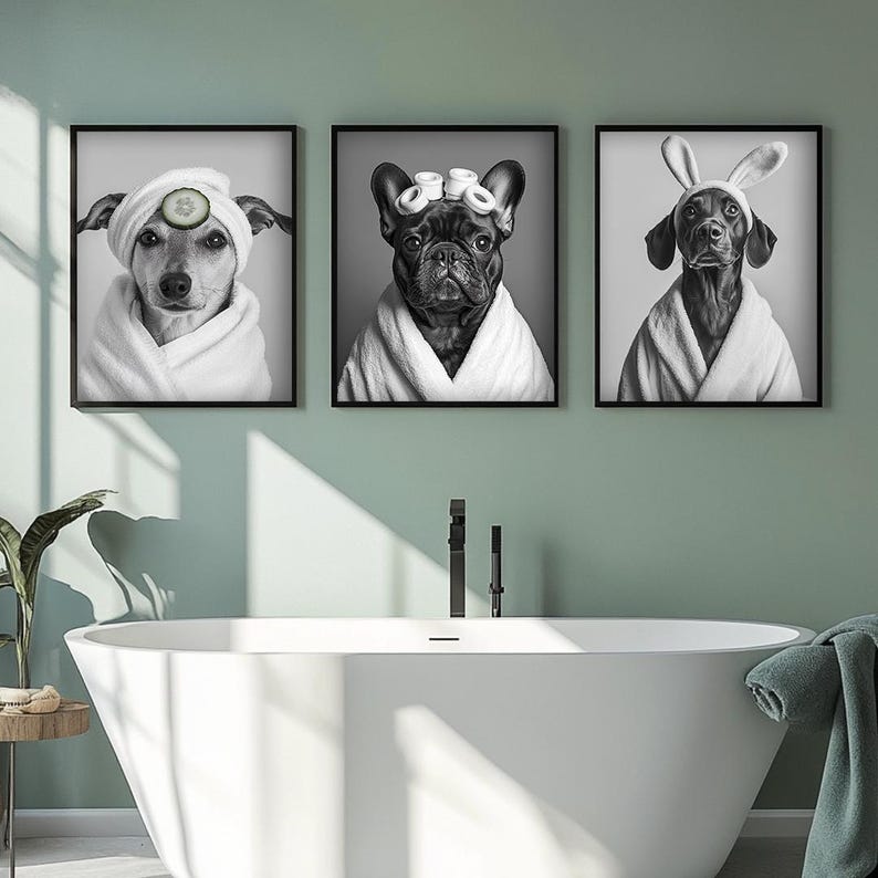 Pet Bathroom Art Wall Decor,Funny Dog Bathroom Print Poster,Custom Pet Portraits,Dog In Toilet,Pet in Bathtub,Personalized Pet Dog Mom Gift image 4