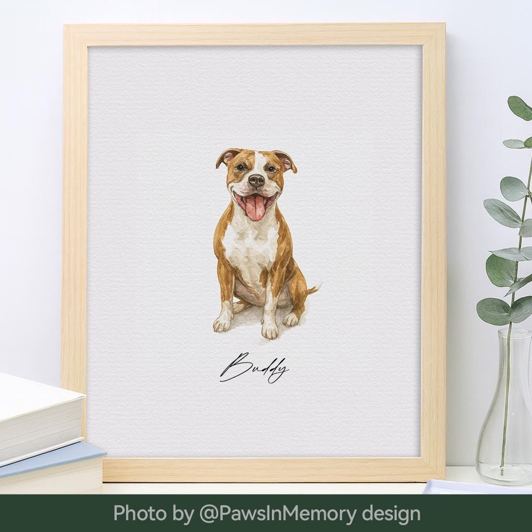 Custom Pet Portrait Watercolor | Dog or Cat Illustration | Personalized ...