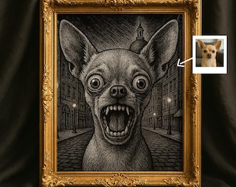 Custom Pet Halloween Portrait, Gothic Horror Dog Cat Art, Spooky Pet Wall Decor, Creepy Pet Illustration, Unique Halloween Gift