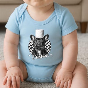 Custom Baby Onesie with Pet Portrait, Personalized Dog or Cat Baby Bodysuit, Funny Baby Shower Gift, Infant Outfit with Pet Design