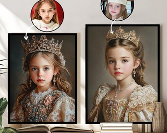 Custom Kids Royal Portrait from Photo, Renaissance Portrait, Custom Kids Child Queen Portrait, Royal Portrait, Historical Kids Portrait