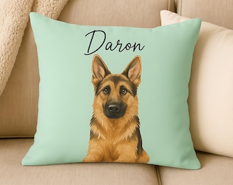Custom Pet Pillow | Personalized Dog Cat Portrait Cushion | Pet Memorial Gift | Pet Lover Home Decor Throw Pillow