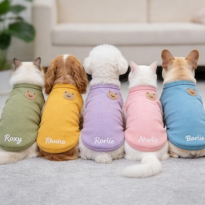 Custom Name Dog Clothes, Embroidered Puppy Shirt, Lightweight Waffle Pet Tank for Cats Small Dogs