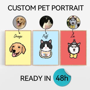 Custom Pet Draw from Photo,Custom Pet Portraits,Pet Badly Portrait,Pet Drawing,Pet Memorial Art,Line Art Drawing,Pet Cartoon Minimalist