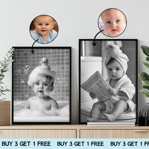 Custom Kids Portrait,Funny Bathroom Art,Kids Room Decor,Personalized Portrait From Photo,Kids Room WallArt Prints,Birthday,Nursery Wall Art