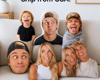 Custom Face Pillow from Photo, Personalized Photo Pillow, Funny Face Cushion, Custom Shaped Pillow, Gift for Him Her, Family & Couple Gift