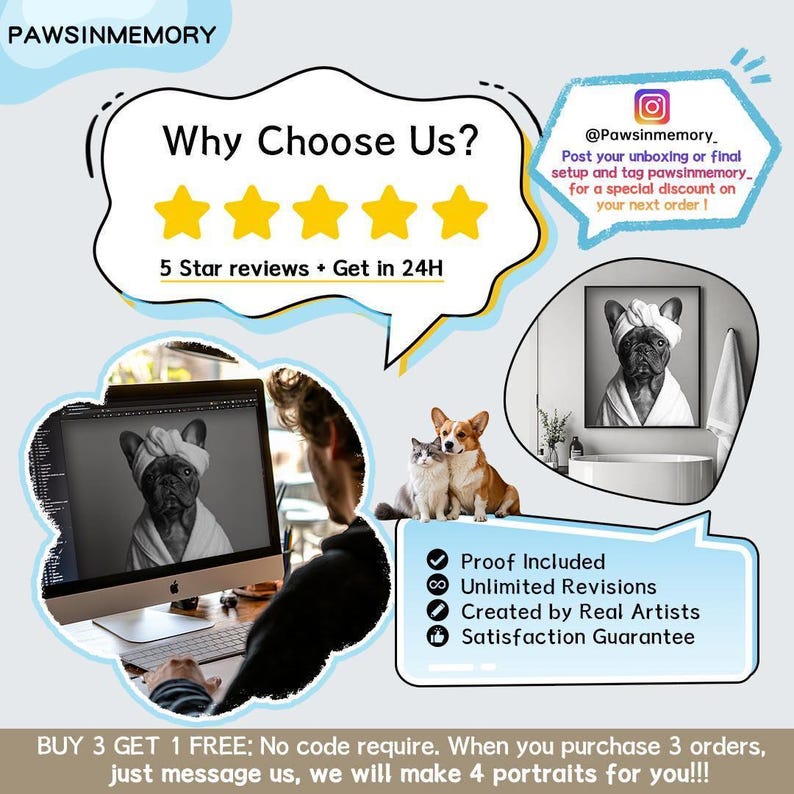 Custom Pet Portrait Photo,Funny Bathroom Art,Dog Reading Newspaper on Toilet,Dog Wall Art,Dog in Toilet,Pet in Bathtub,Personalized pet gift image 12