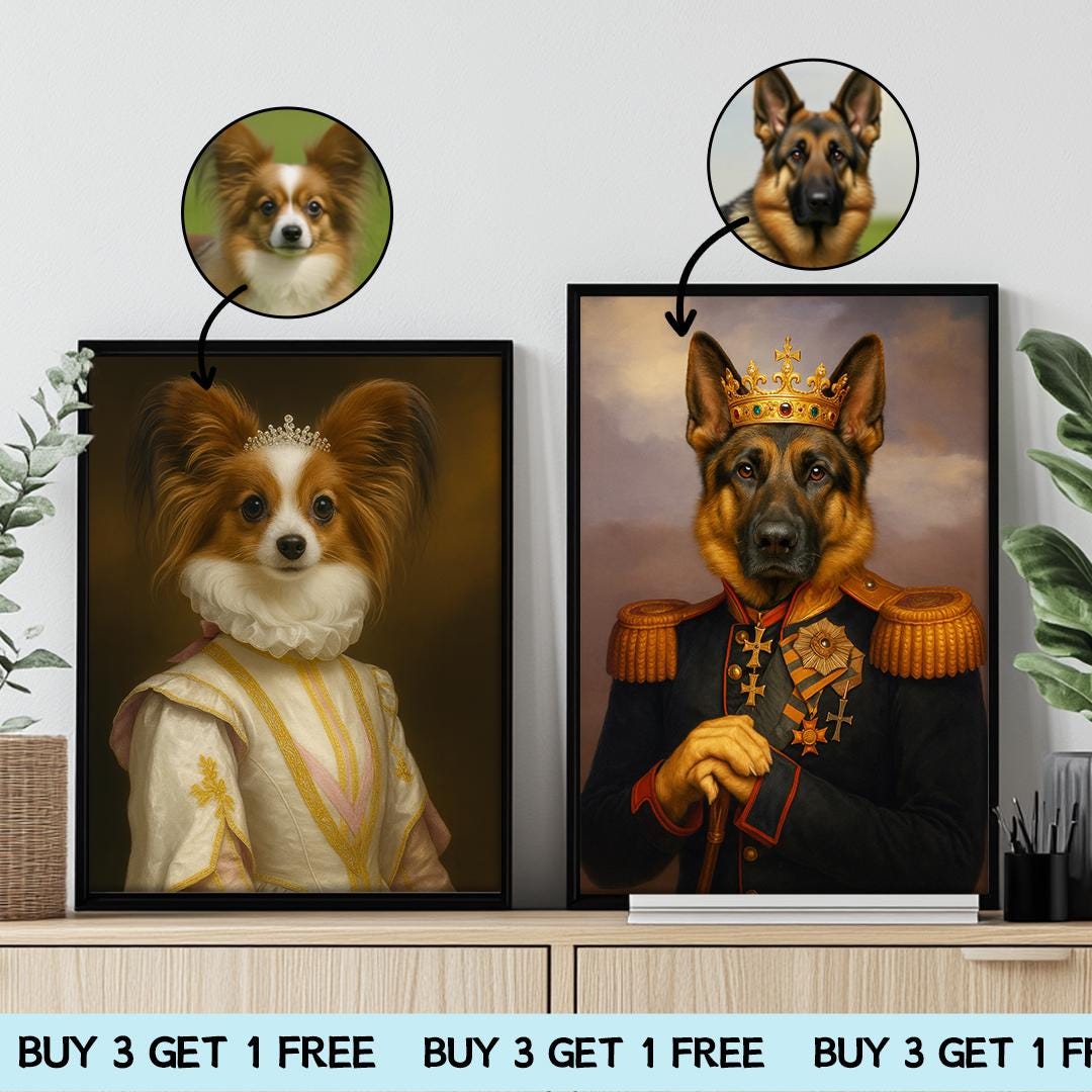 Custom Royal Pet Portrait Renaissance Style, Personalized Dog or Cat ...