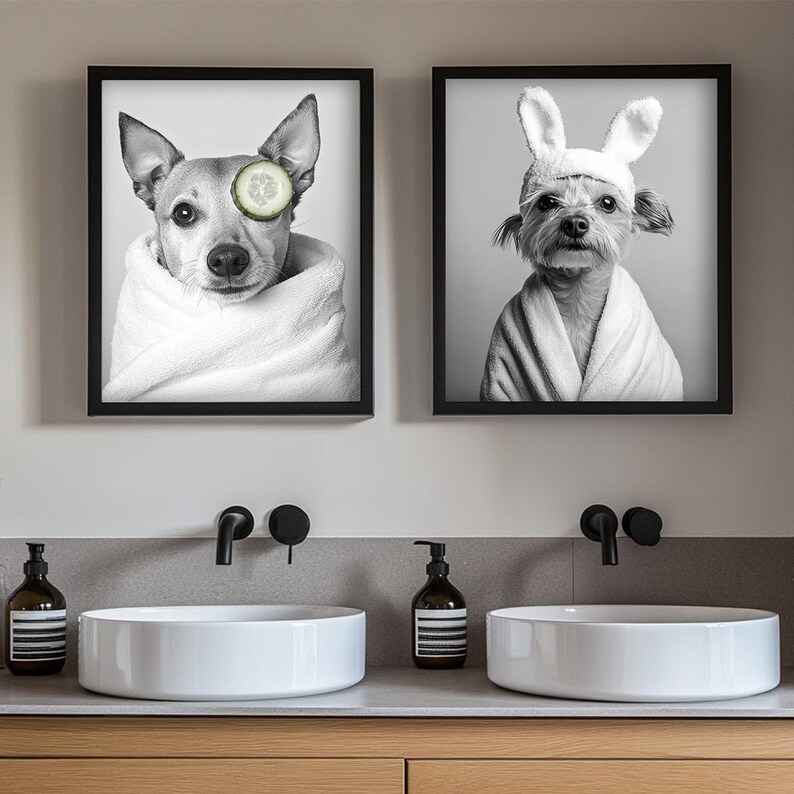 Pet Bathroom Art Wall Decor,Funny Dog Bathroom Print Poster,Custom Pet Portraits,Dog In Toilet,Pet in Bathtub,Personalized Pet Dog Mom Gift image 6