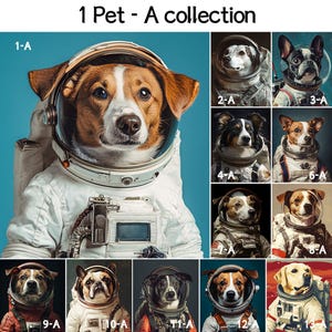 Custom Astronaut Pet Portrait – Space Dog Wall Art from Photo, Funny Gift for Pet Lovers, Personalized Space Suit Animal Poster