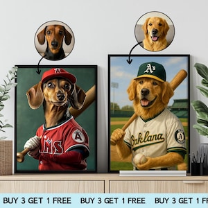 Ritratto di animale domestico di baseball personalizzato, ritratto di animale domestico MLB, ritratto di animale domestico sportivo, ritratto di animale domestico personalizzato, ritratto di animale domestico divertente, regalo MLB, ritratto di cane personalizzato