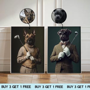 ゴルフ犬、ゴルフ犬のカスタムポートレート、ゴルファーのペットの絵画、写真から作るペットのポートレート、ゴルフ好きのペットへの面白いギフト、ゴルフプレーヤーの犬、ペットの飼い主へのギフト