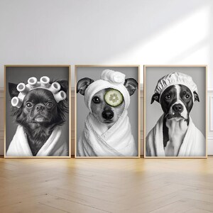 Pet Bathroom Art Wall Decor,Funny Dog Bathroom Print Poster,Custom Pet Portraits,Dog In Toilet,Pet in Bathtub,Personalized Pet Dog Mom Gift image 2