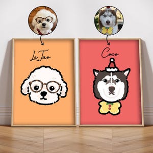 Custom Pet Cartoon Portrait,Custom Pet Portraits,Pet Bad Portrait,Line Art,Draw from Photo,Pet Painting,Watercolor Pet,Pet Illustrations