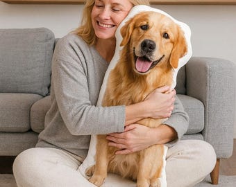 Custom Pet Pillow with Photo – Personalized Dog Cat Pillow in Bathrobe – Funny Pet Lover Gift – Cute Animal Cushion – Pet Memorial Keepsake