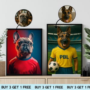 Custom Pet Football Portrait – Personalized Dog or Cat Soccer Poster – Funny Pet Sport Art – Football Fan Gift – Digital Pet Wall Decor