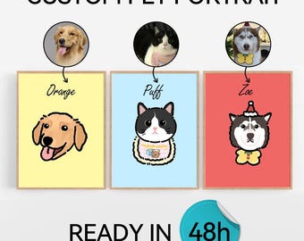 Custom Pet Draw from Photo,Custom Pet Portraits,Pet Badly Portrait,Pet Drawing,Pet Memorial Art,Line Art Drawing,Pet Cartoon Minimalist