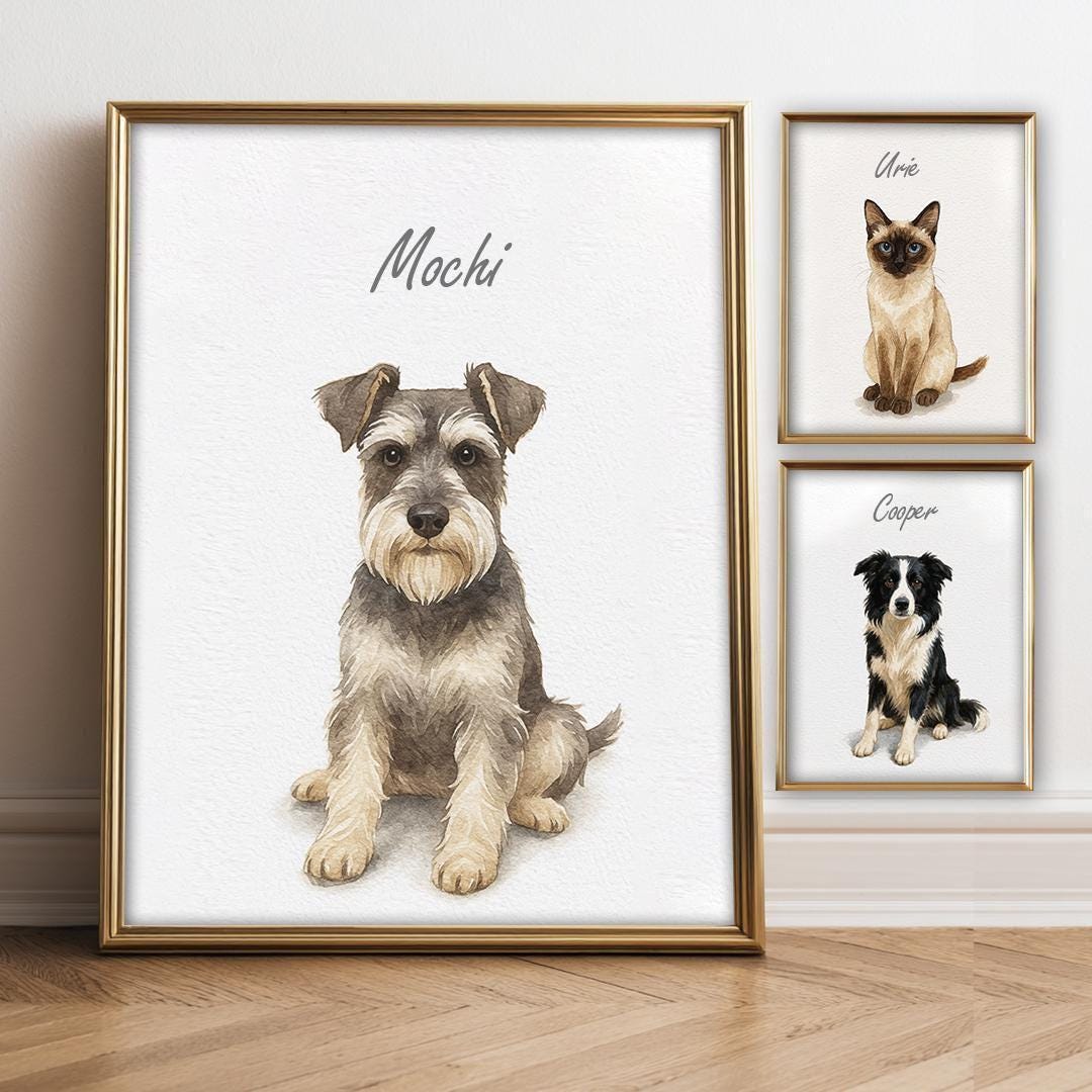 Custom Watercolor Portraits Using Pet Photo Personalized Digital Dog ...