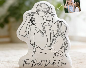Custom Line Art Pillow Personalized Family Outline Cushion Minimalist Home Decor Gift