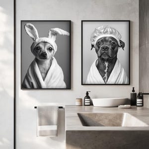 Pet Bathroom Art Wall Decor,Funny Dog Bathroom Print Poster,Custom Pet Portraits,Dog In Toilet,Pet in Bathtub,Personalized Pet Dog Mom Gift image 3